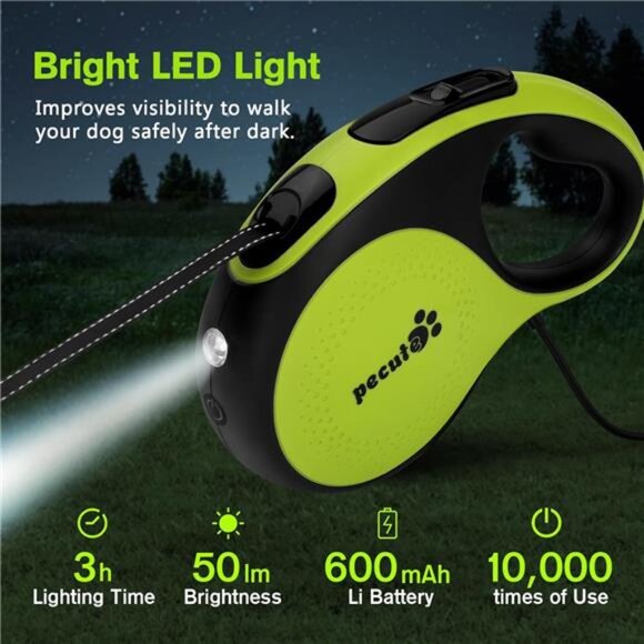 Retractable Dog Leash with Light Rechargeable, 16 ft, Dog Leash Retractable - Picture 2 of 7